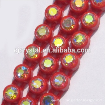 Wholesale single row plastic banding rhinestone trimming, diamond rhinestone ribbon for decorating